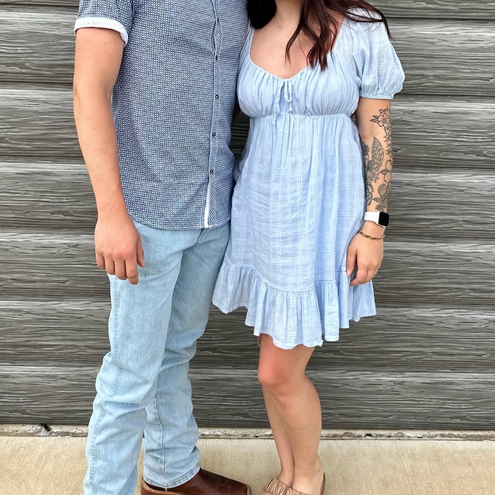 American Threads Sky Blue Textured Dress - Picture 4 of 4